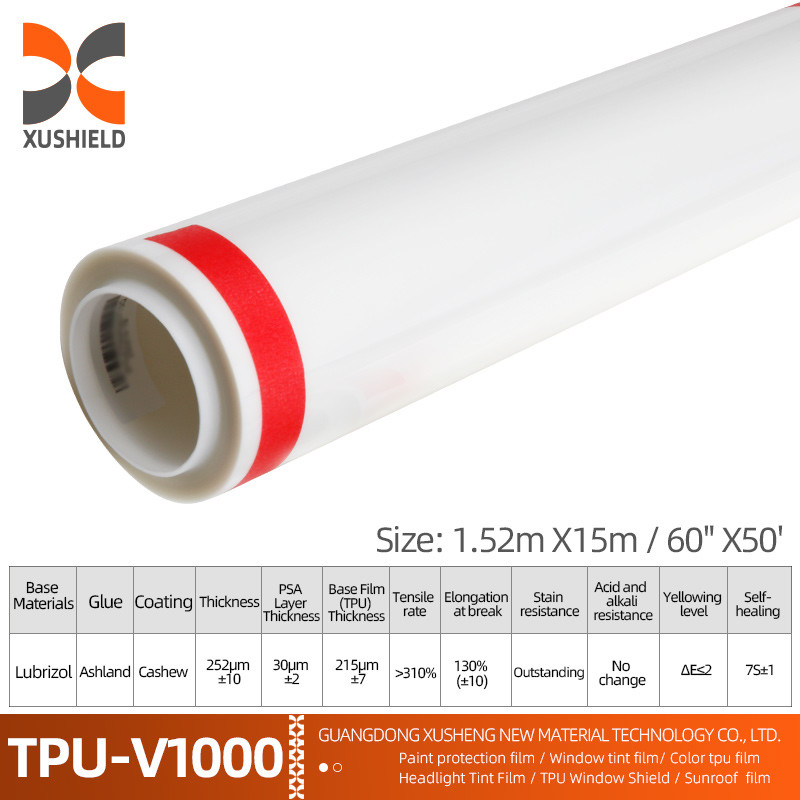 XUSHIELD 1.52*15m 10 মিলি ক্লিয়ার টিপিইউ পিপিএফ কার বডি পেইন্ট প্রোটেকশন ভিনাইল ফিল্ম গাড়ির পৃষ্ঠের সুরক্ষার জন্য
