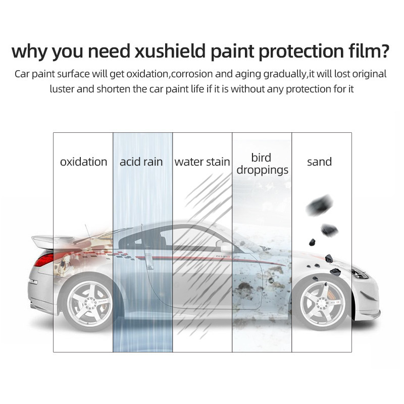 XUSHIELD 8.5 মিলি উচ্চ চকচকে হাইড্রোফোবিসিটি উচ্চ মানের অ্যান্টি স্ক্র্যাচ তাপ মেরামত পরিষ্কার টিপিইউ গাড়ি পেইন্ট সুরক্ষা ফিল্ম